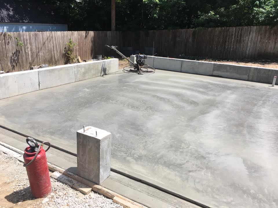 Finishing touches of a concrete foundation
